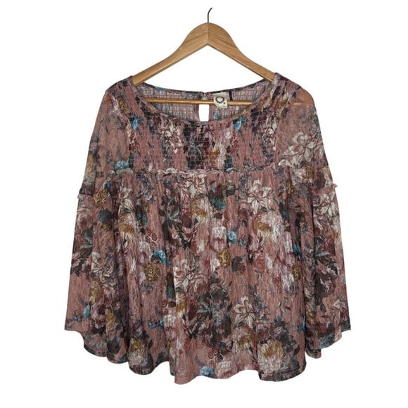 Anthropologie Akemi + Kin Women's Floral Pink Rose Patriza Blouse Size Medium - Picture 2 of 6